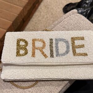 White Beaded Bride Clutch